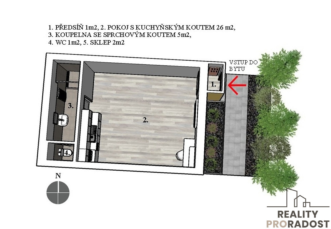 Prodej bytu 1+kk 33 m² — photo 3