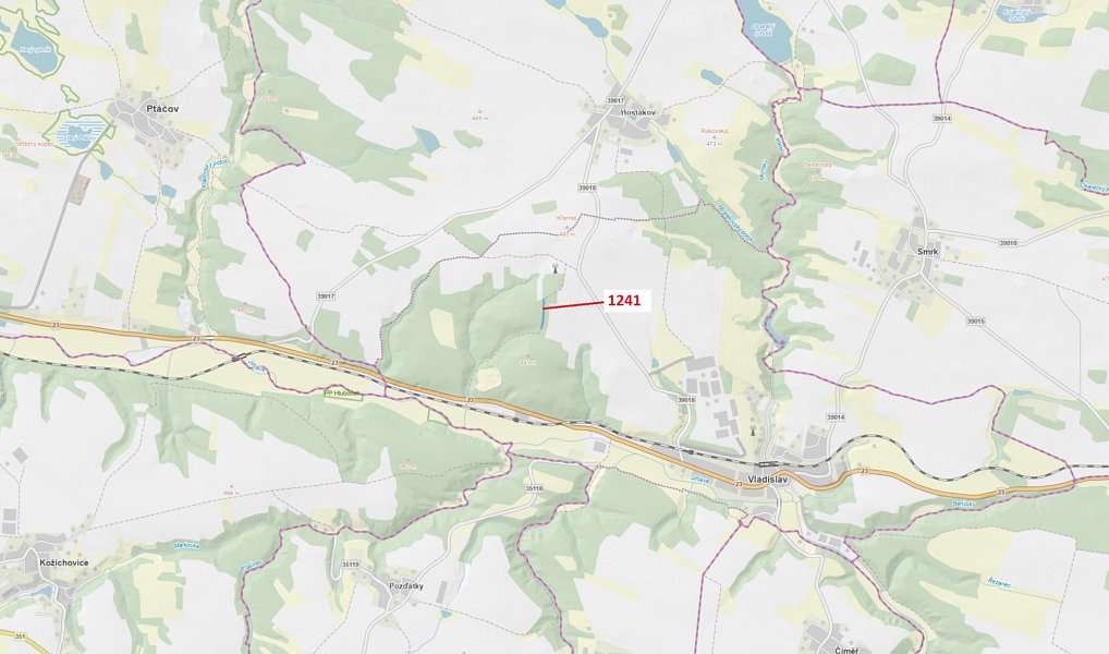 Dražba lesa, 2068 m², Třebíč, Vladislav
