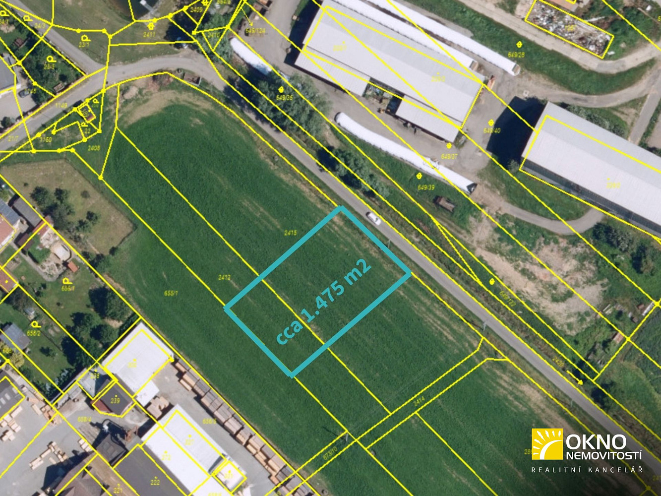 Prodej komerčního pozemku 1 475 m² – pohled 2