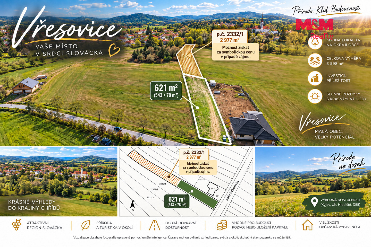 Prodej stavebního pozemku 621 m² – fotografie 3