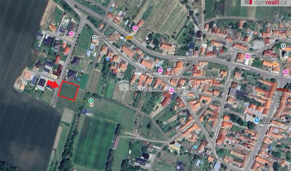 Prodej stavebního pozemku 1 269 m², Přítluky – náhled fotky 3