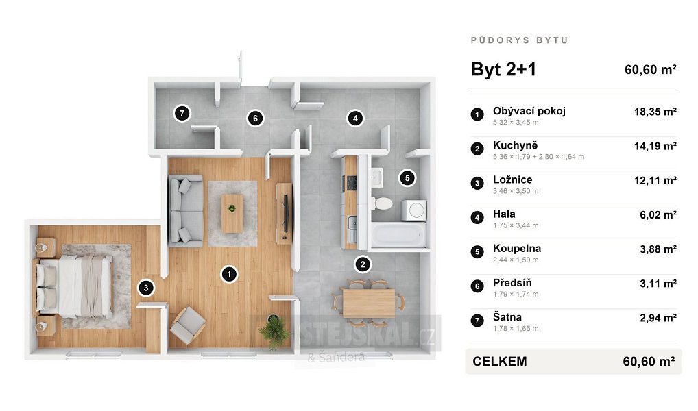 Prodej bytu 2+1 63 m², České Budějovice – náhled fotky 3