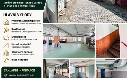 Pronájem skladovacích prostor 221 m², Na Pobřeží, Kolín - Kolín IV