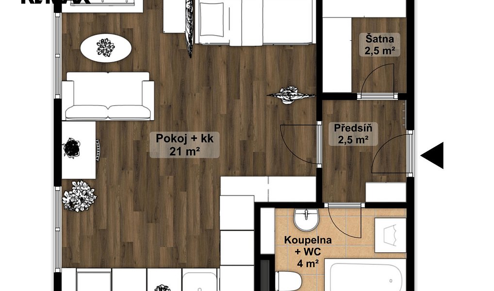 Pronájem bytu 1+kk 30 m², Klecany – náhled fotky 3