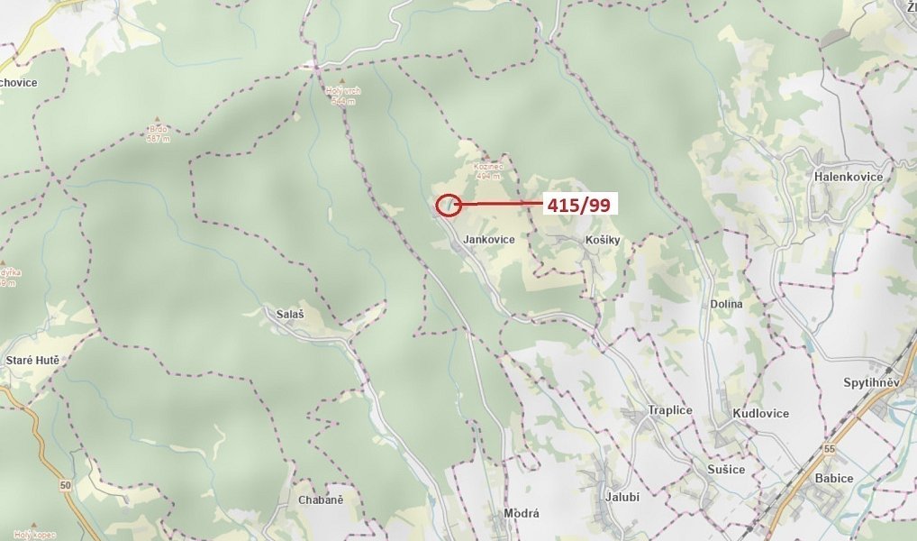 Dražba louky, 655 m², Uherské Hradiště, Jankovice