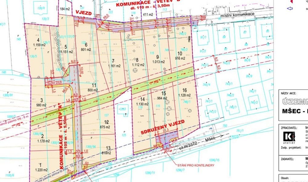 Prodej stavebního pozemku 822 m², Mšec – náhled fotky 2