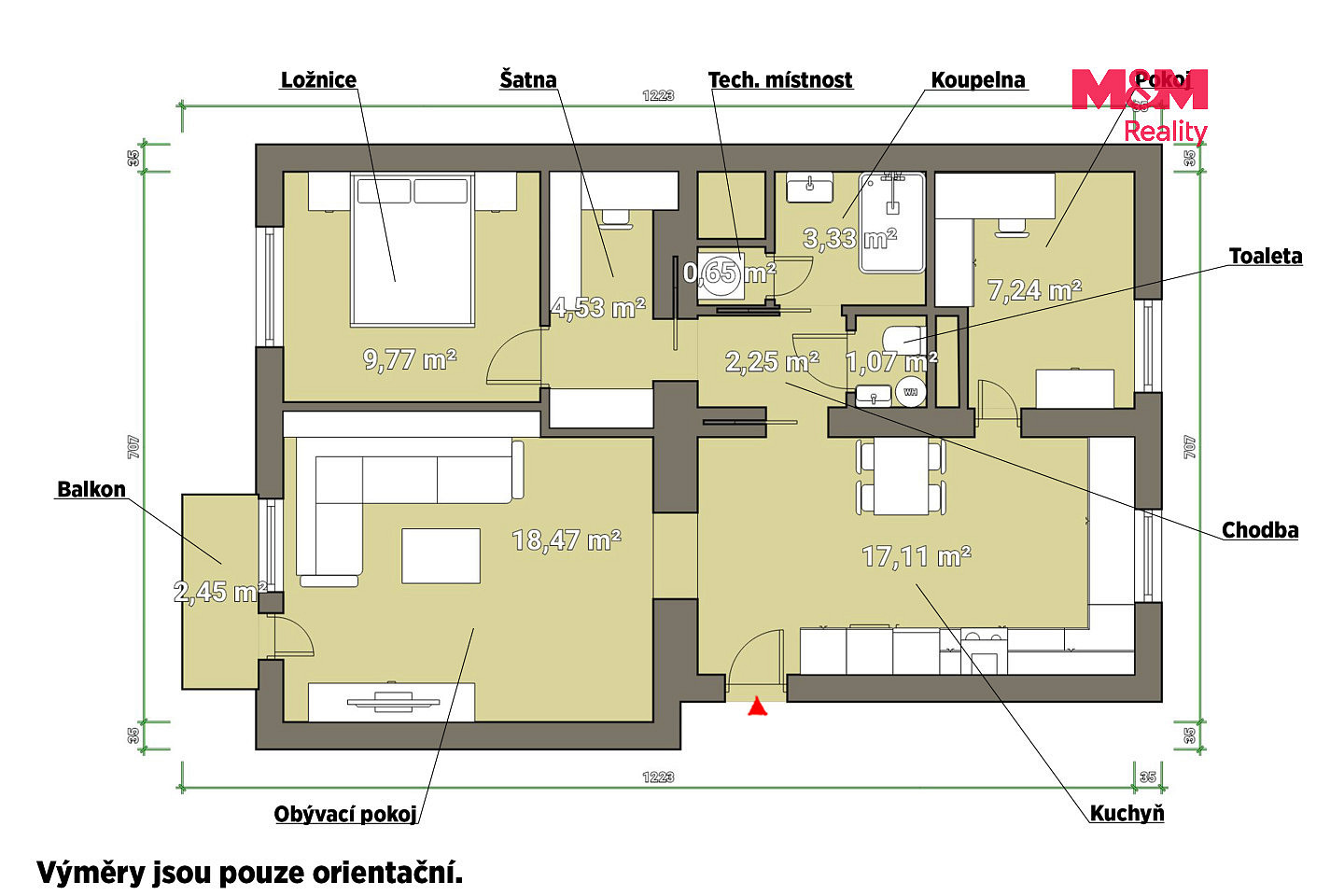 Pronájem bytu 3+kk 66 m² – fotografie 3