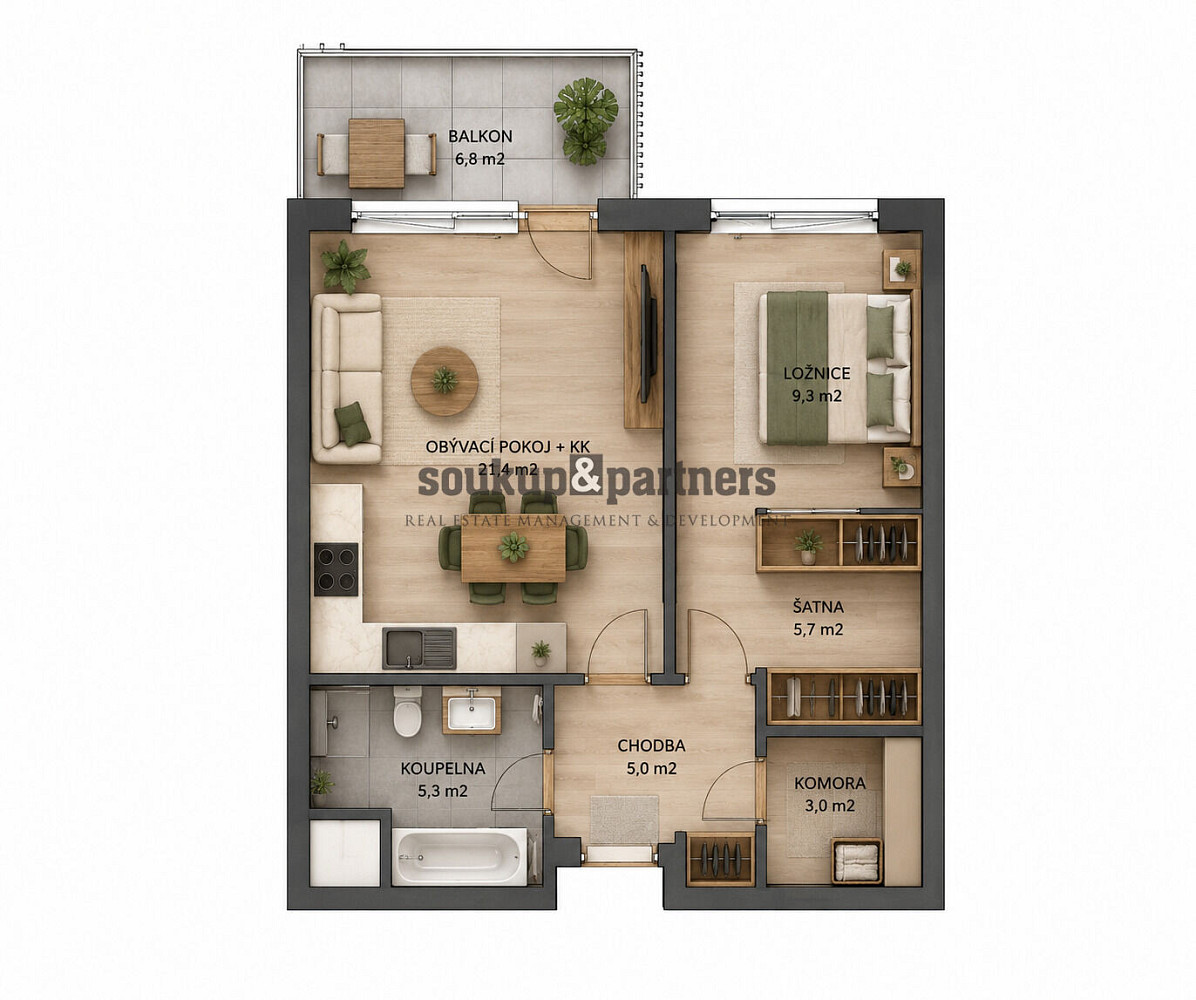 Prodej bytu 2+kk 52 m² – fotografie 3