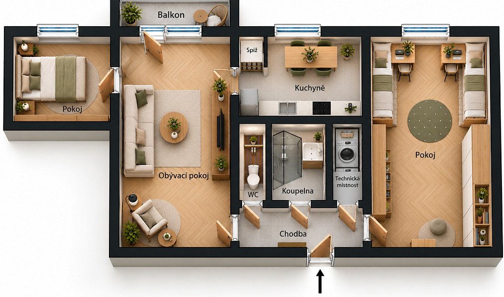Pronájem bytu 3+1 61 m², Teplice – náhled fotky 2