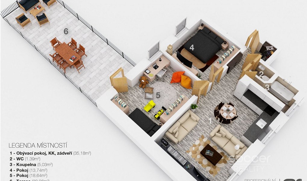Pronájem bytu 3+kk 74 m², Kosmonosy – náhled fotky 4