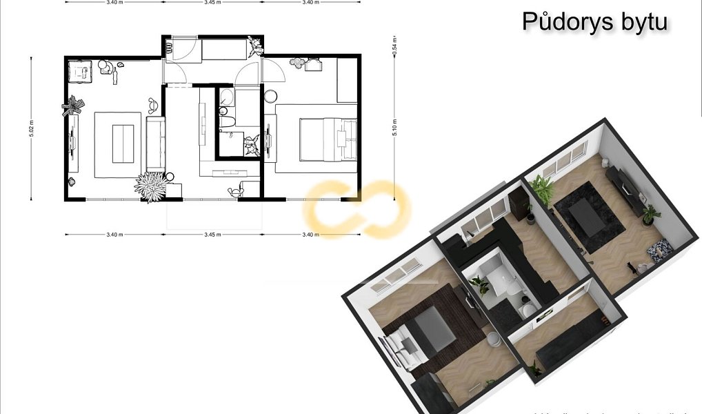 Prodej bytu 2+1 68 m², Prachatice – náhled fotky 3