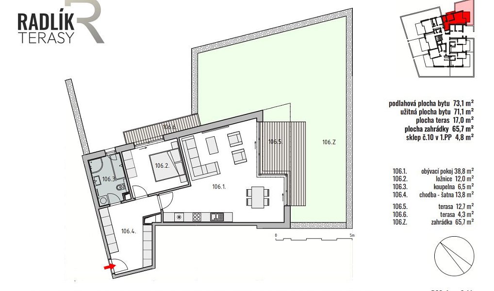Prodej bytu 2+kk 71 m², Jílové u Prahy – náhled fotky 10