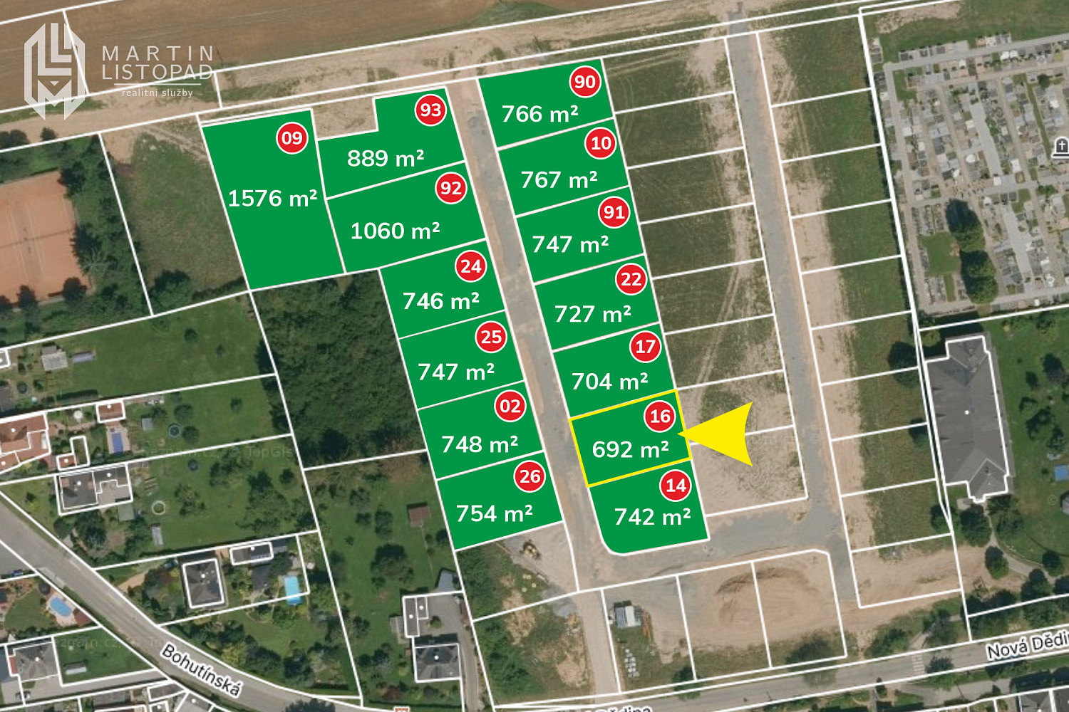 Prodej stavebního pozemku 692 m²