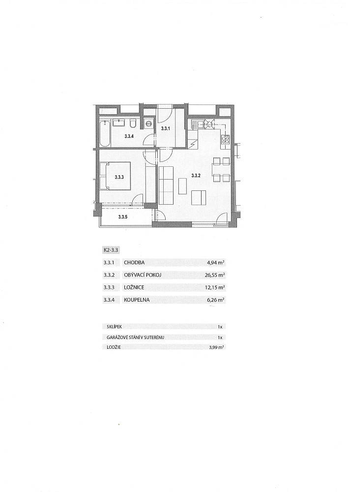 Pronájem bytu 2+kk 50 m² – fotografie 2