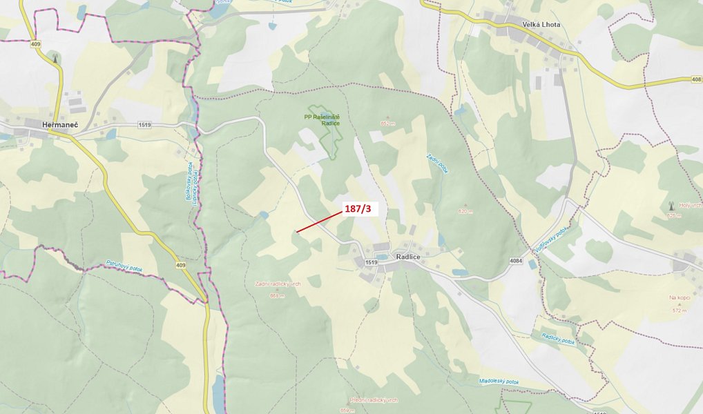 Dražba lesa, 80 m², Jindřichův Hradec, Heřmaneč