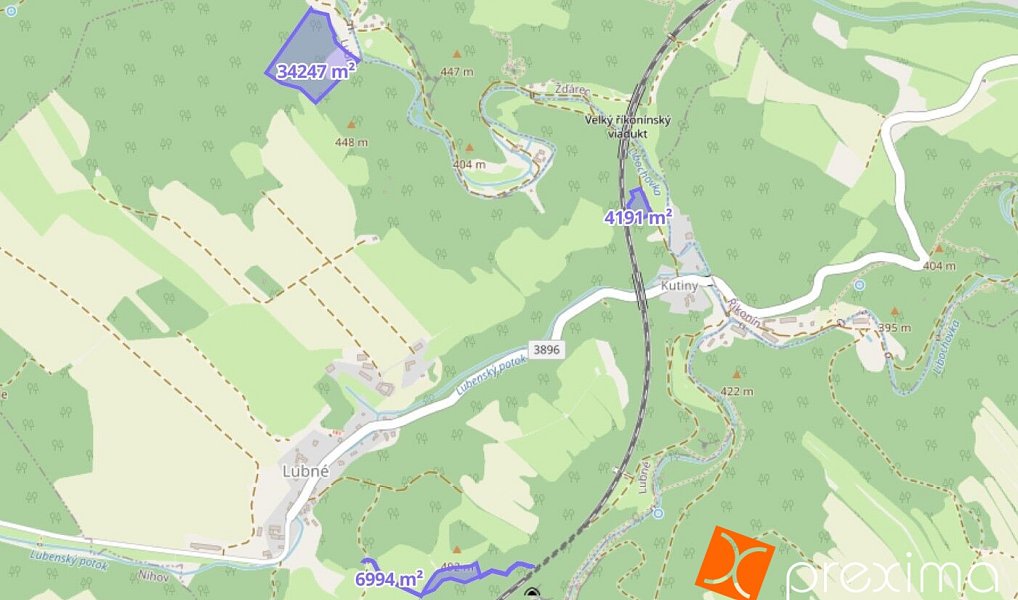 Prodej lesa 8 586 m², Lubné – náhled fotky 2