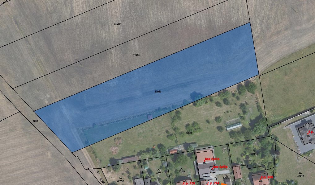 Prodej pole 1 015 m², Dymokury – fotka 1 z 3