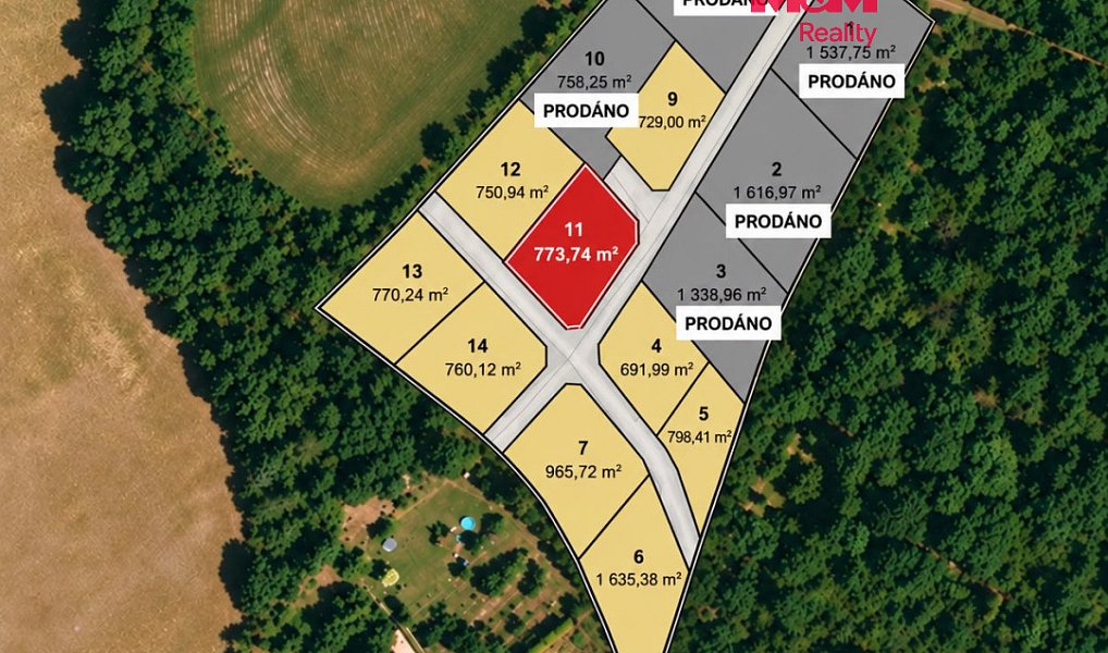 Prodej stavebního pozemku 774 m², Líšťany – fotka 1 z 13