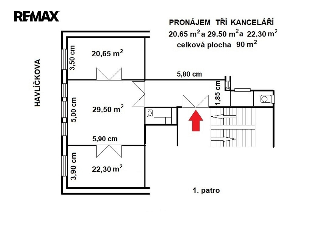 Pronájem kanceláře 90 m² – pohled 4