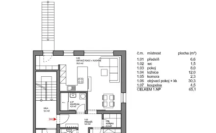Prodej bytu 3+kk 65 m², Dolní, Písek - Hradiště