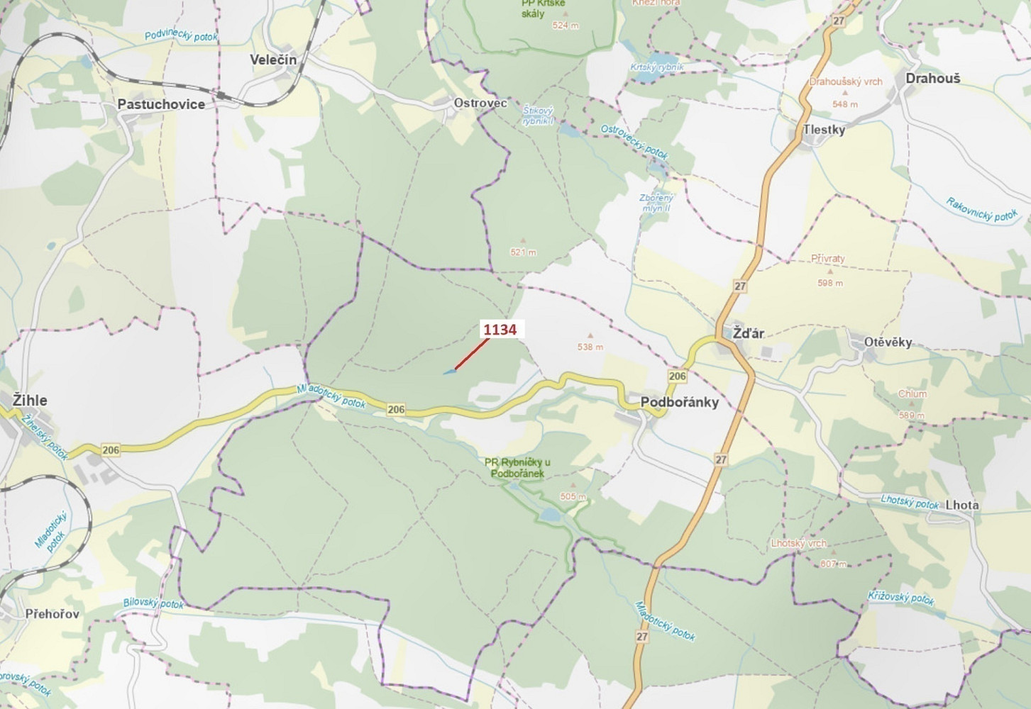 Dražba lesa 1 636 m²