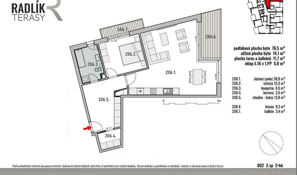 Prodej bytu 2+kk 74 m², Jílové u Prahy – náhled fotky 4