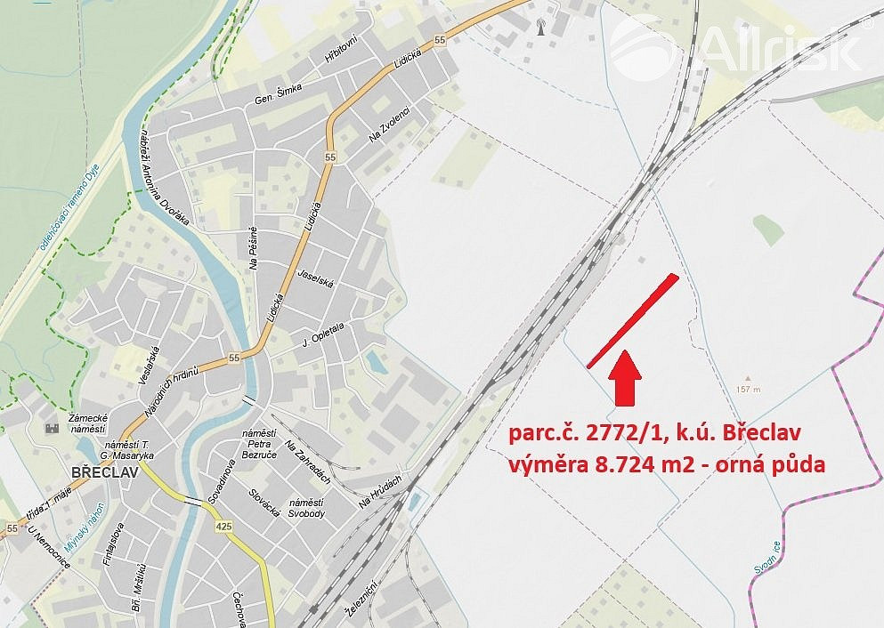 Prodej orné půdy 8 724 m² v Břeclavi 69 Kč/m², bez pachtovní smlouvy