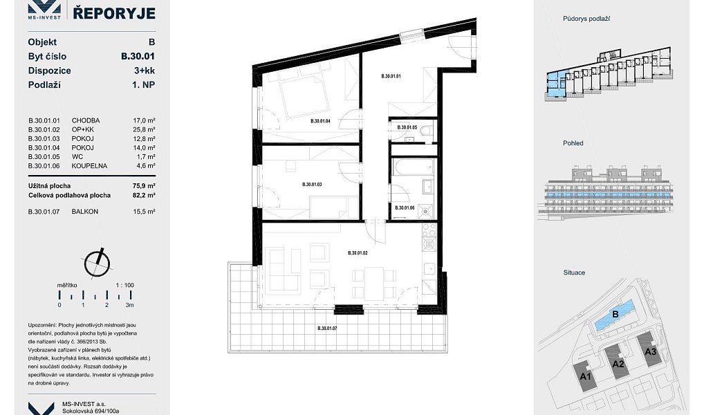 Prodej bytu 3+kk 76 m², Praha – náhled fotky 4