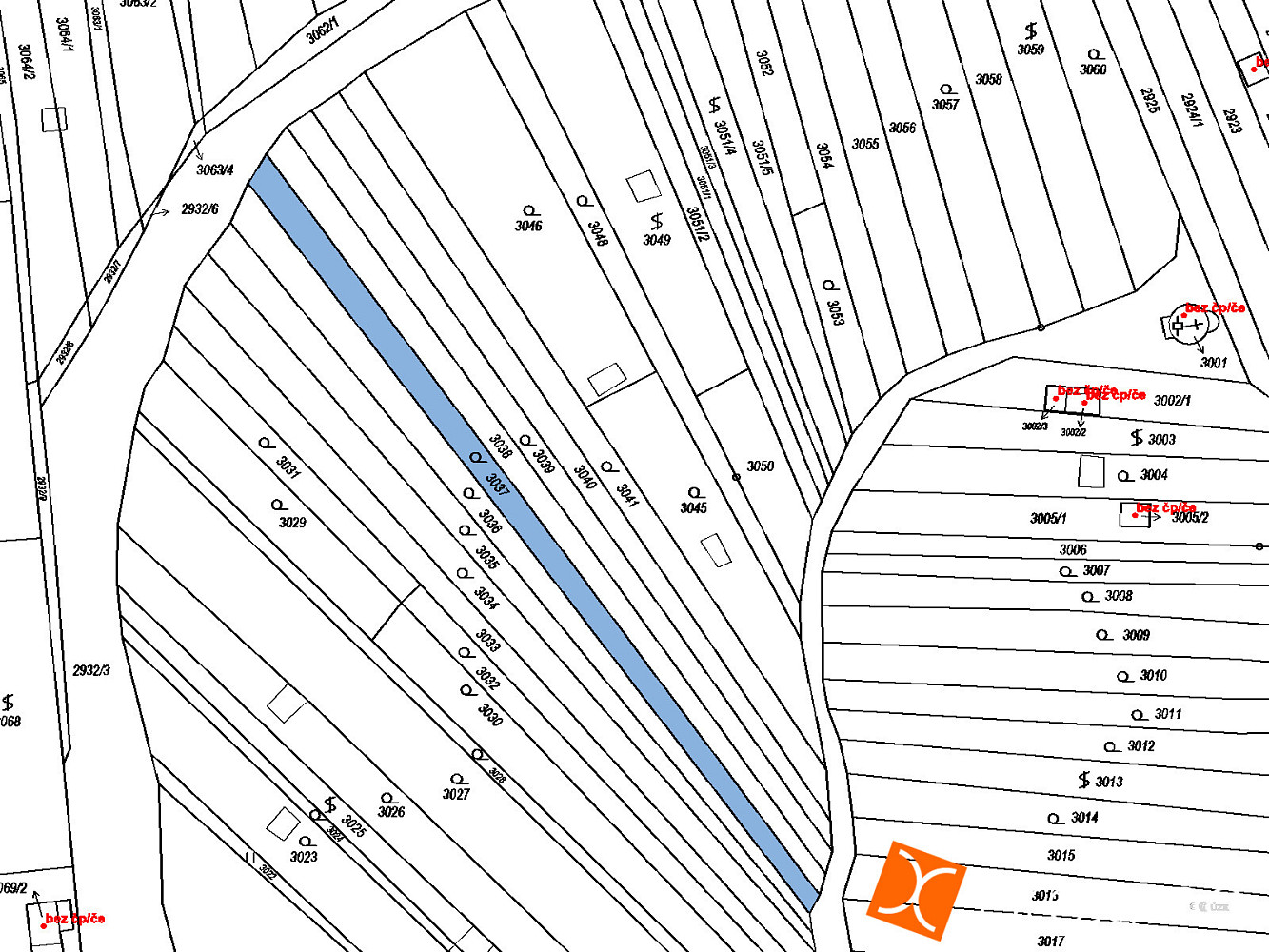 Prodej zahrady 604 m² – pohled 2
