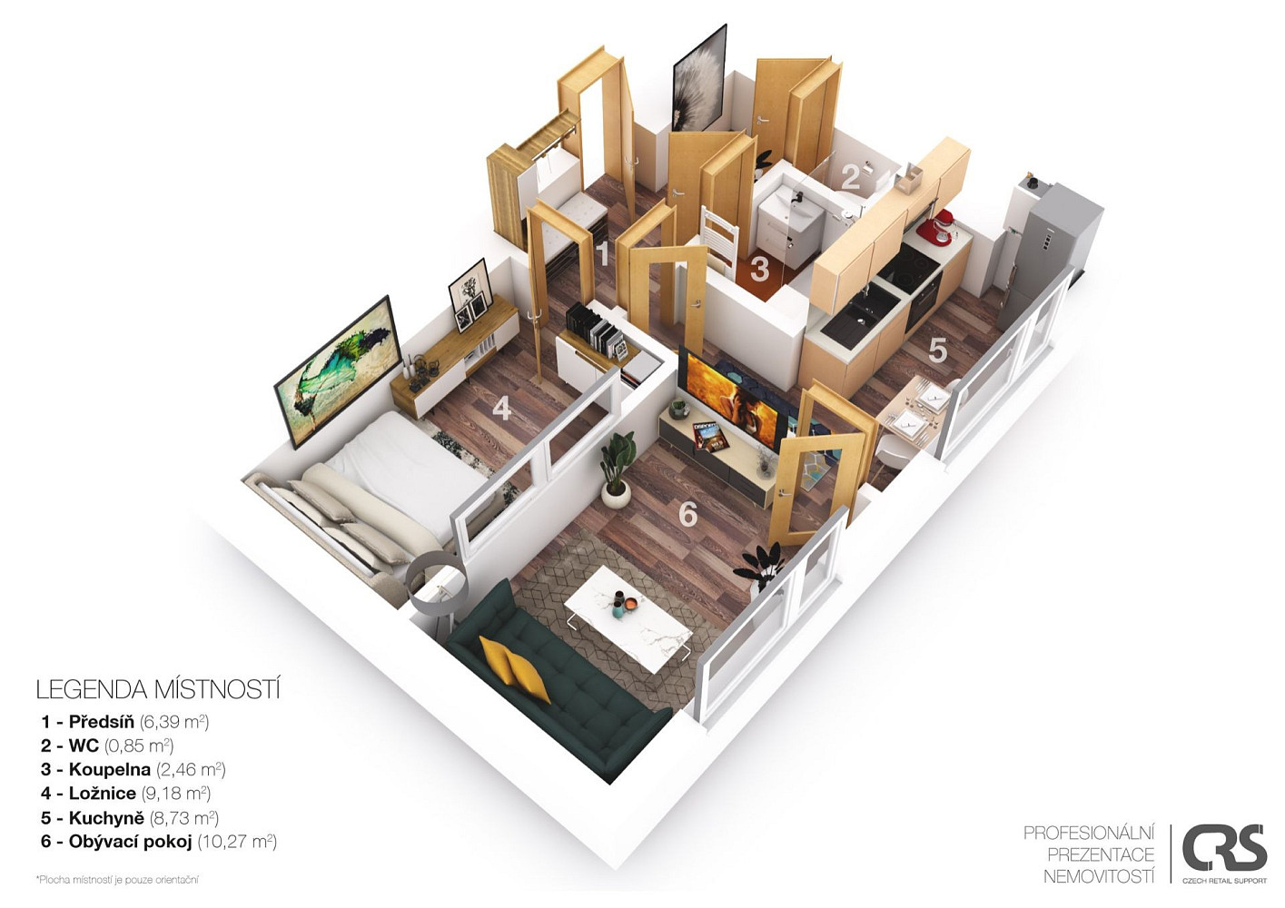 Pronájem bytu 2+1 39 m² – fotografie 3