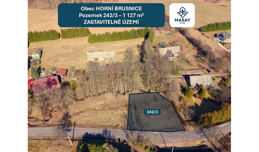 Prodej stavebního pozemku 1 127 m², Horní Brusnice – náhled fotky 3