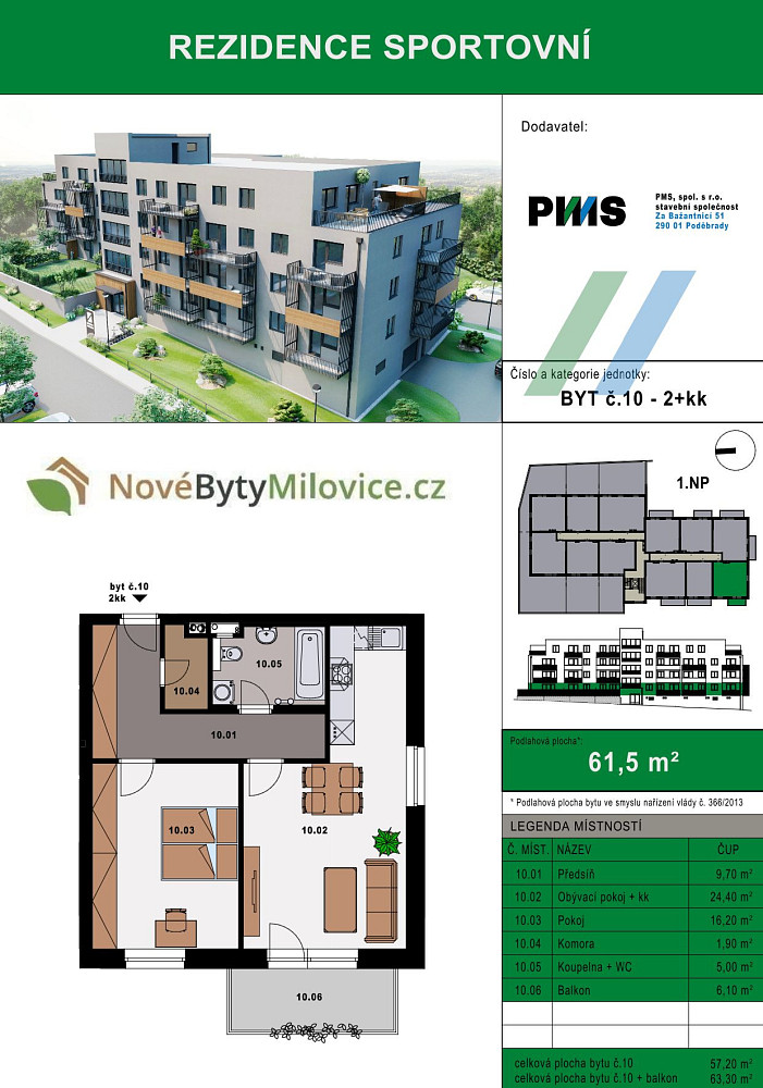 Prodej bytu 2+kk 57 m²
