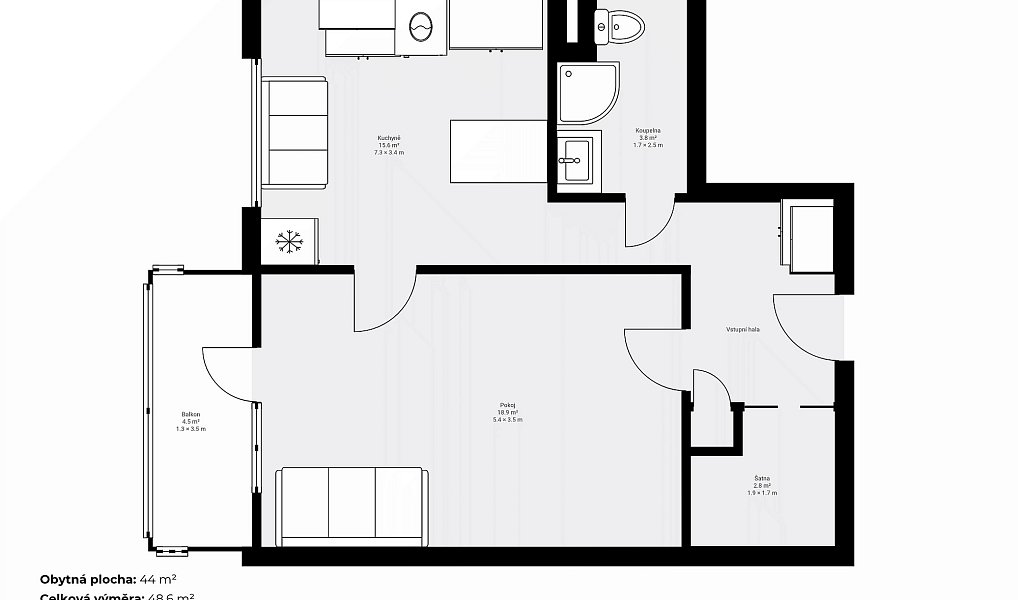 Pronájem bytu 1+1 44 m², Zlín – náhled fotky 14
