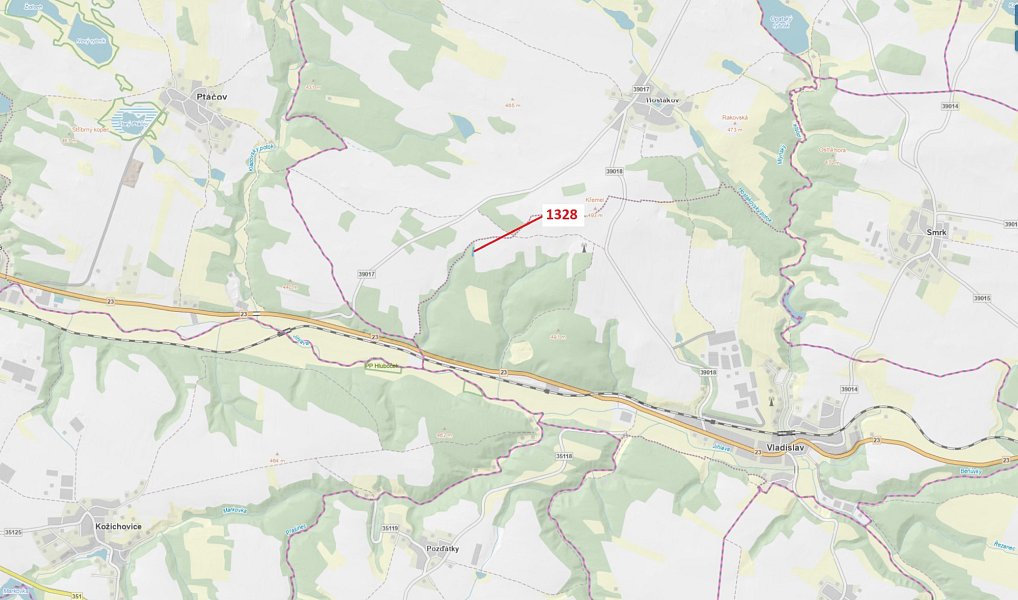Dražba lesa, 662 m², Třebíč, Vladislav