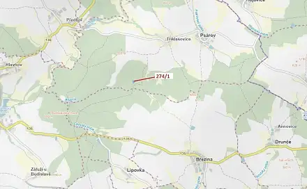 Dražba lesa 2 949 m², Psárov