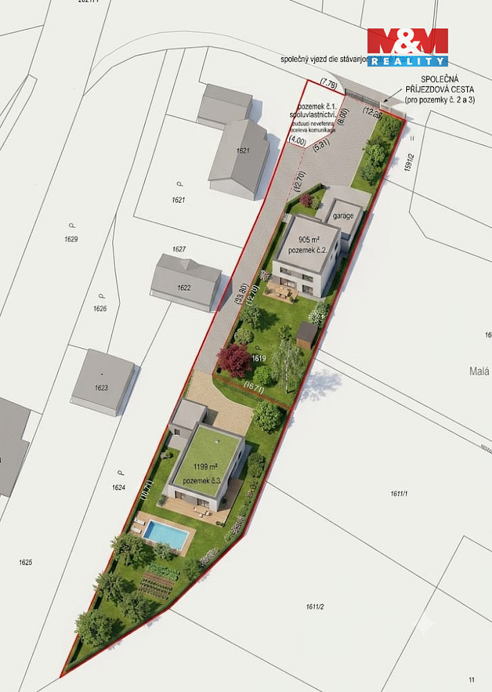 Prodej pozemku k bydlení, 1175 m², Baška – pohled 3
