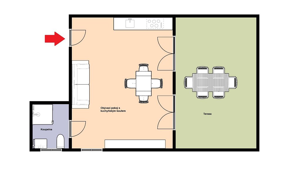 Pronájem bytu 1+kk 65 m², Vojkovice – náhled fotky 5