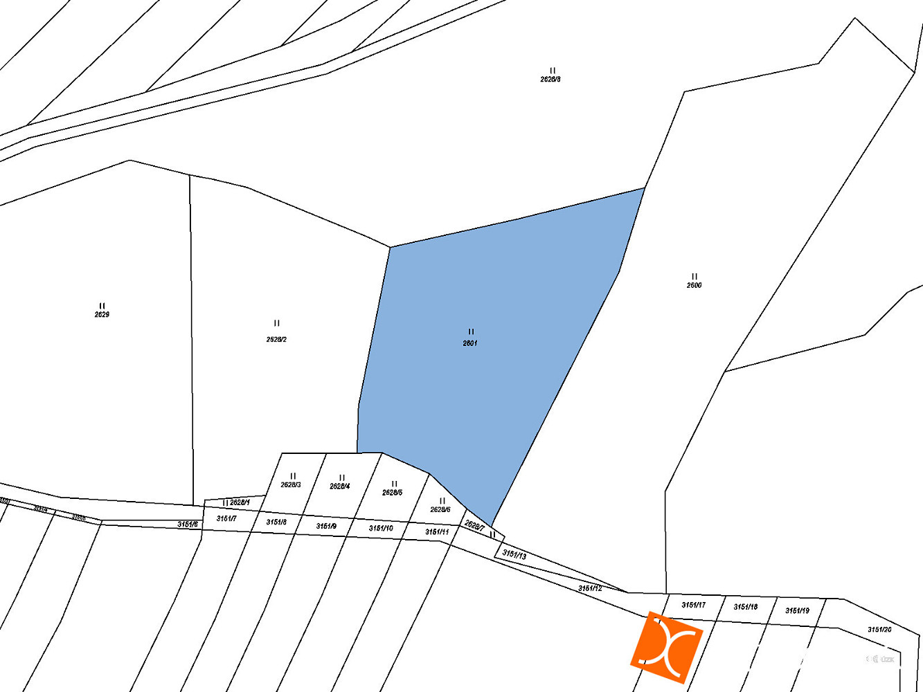 Prodej pozemku 192 m² – pohled 2