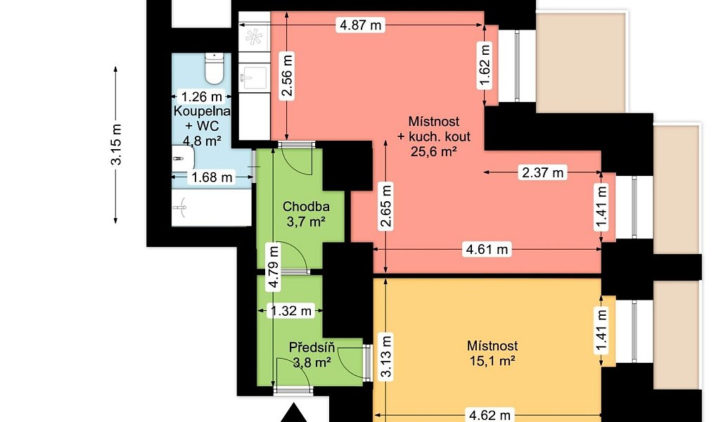 Prodej bytu 2+kk 57 m², Praha – náhled fotky 2