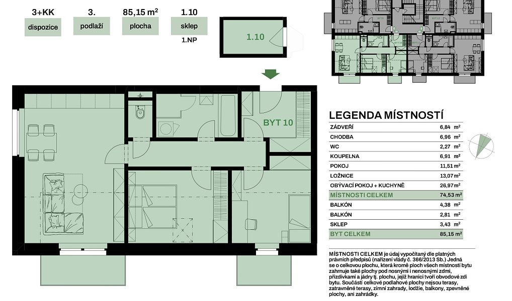 Prodej bytu 3+kk 85 m², Chvaletice – náhled fotky 2