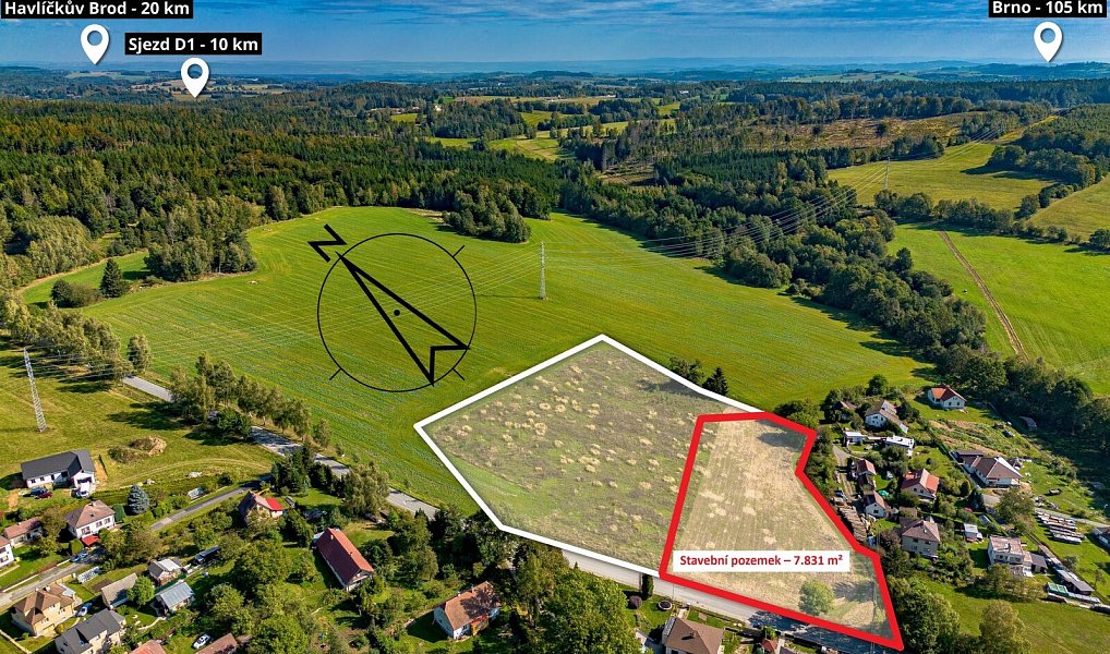 Prodej stavebního pozemku 7 831 m², Humpolec – náhled fotky 2