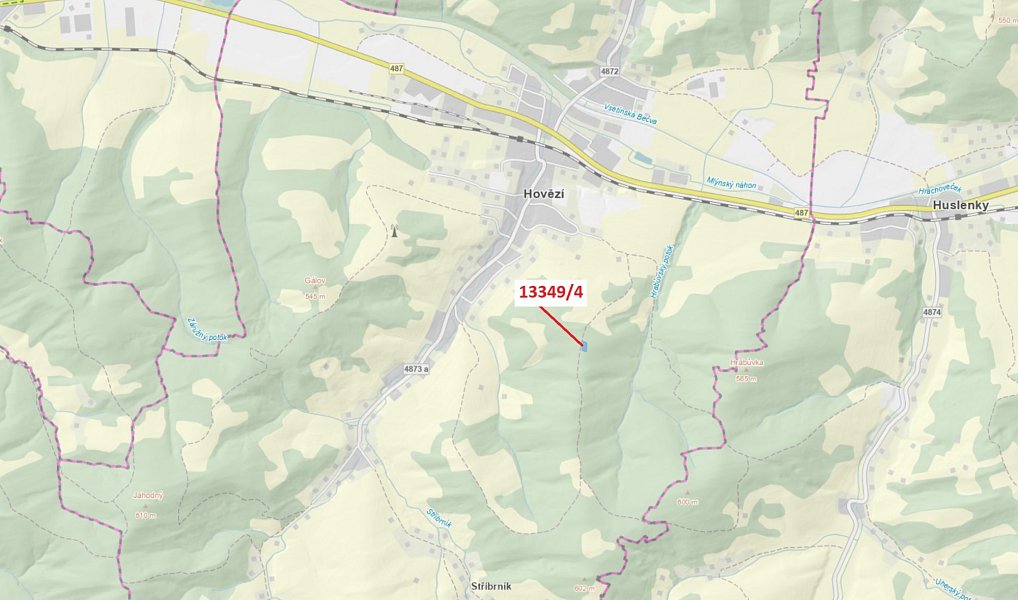 Dražba louky, 1222 m², Vsetín, Hovězí