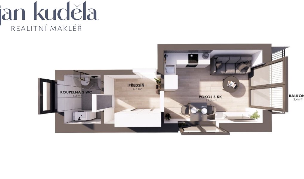 Pronájem bytu 1+kk 30 m², Brno – náhled fotky 4