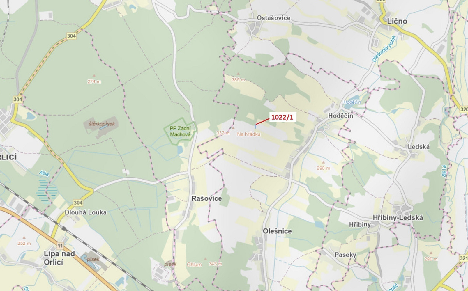 Dražba pole 318 m²