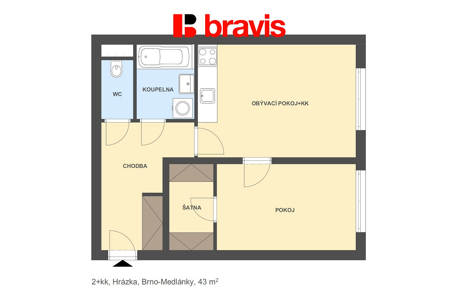 Pronájem bytu 2+kk 43 m² – fotografie 5