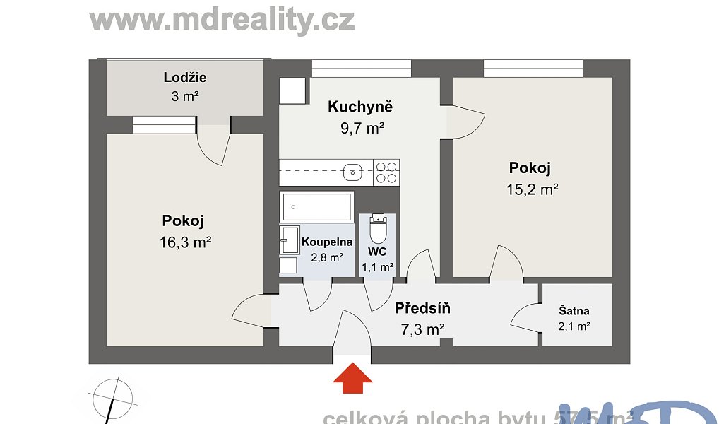 Prodej bytu 2+1 58 m², Jihlava – náhled fotky 2