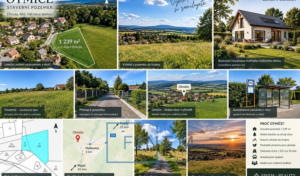 Prodej stavebního pozemku 1 239 m², Otmíče – náhled fotky 6