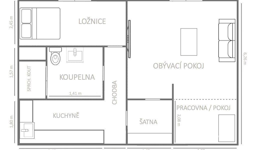 Pronájem bytu 2+kk 42 m², Chomutov – náhled fotky 5