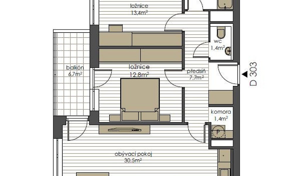 Pronájem bytu 3+kk 77 m², Hradec Králové – náhled fotky 3