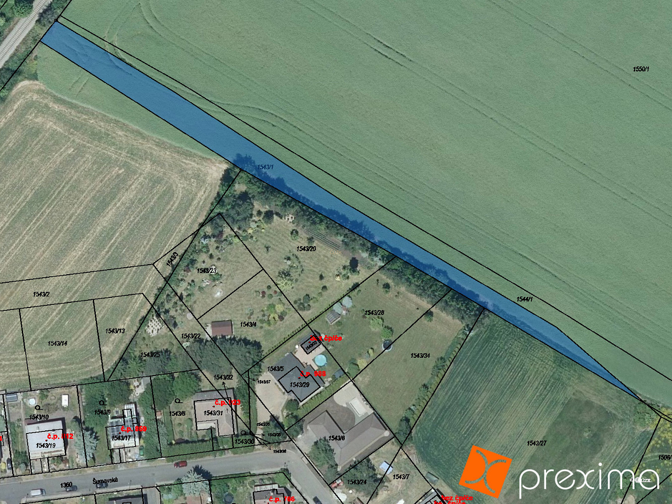 Prodej pole 1 221 m²